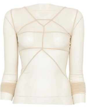 Rick Owens Long-Sleeved Top With Sheer Panels - White
