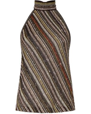 Missoni Diagonal Striped And Sleeveless Top - Brown