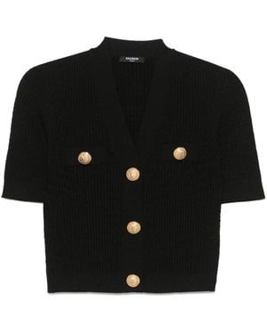 Balmain Top With Decorative Buttons - Black