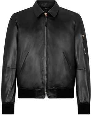 Tom Ford Leather Bomber Jacket - Black