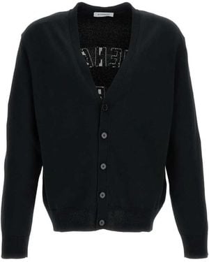 Givenchy Couture Seam Knit Cardigan With Paris Detail - Black