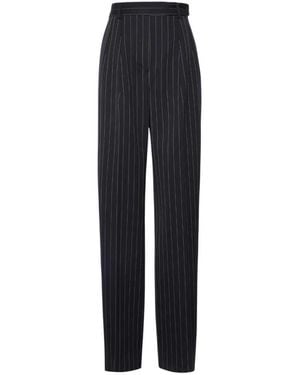 Sportmax Stretch Wool Trousers With Pleats - Blue