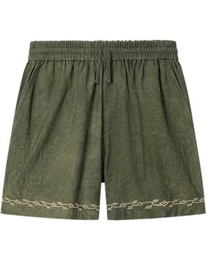 Isabel Marant Zilan Shorts With Embroidery - Green