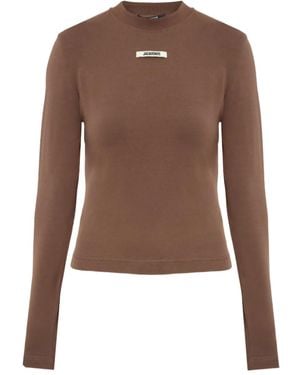 Jacquemus Long-Sleeved T-Shirt With Logo - Brown