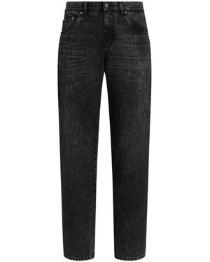 Dolce & Gabbana Cotton Jeans With Logo Appliquã - Black