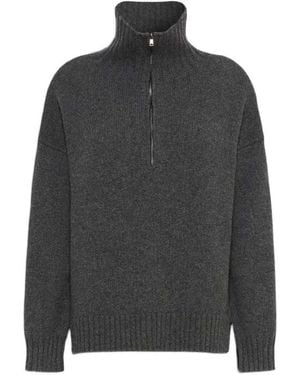 Max Mara Quarter-Zip Cashmere Jumper - Grey