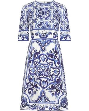 Dolce & Gabbana Printed Midi Dress - Blue