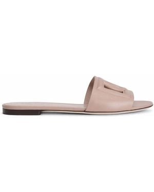 Dolce & Gabbana Leather Sandals With Dg Logo - Pink
