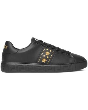 Versace Greca Sneakers With Studs - Black
