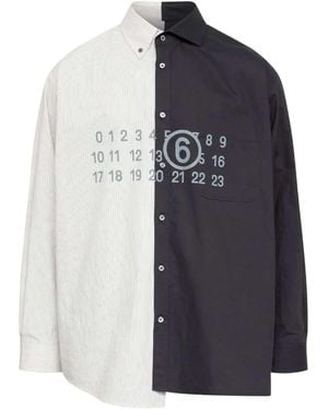 MM6 by Maison Margiela Two-Tone Long-Sleeved Shirt - Blue