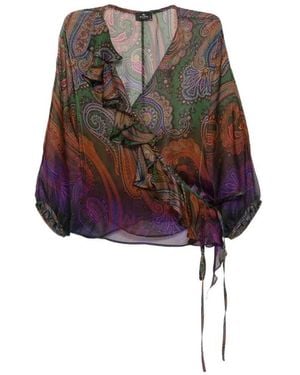 Etro Camicetta Con Stampa Paisley - Bianco
