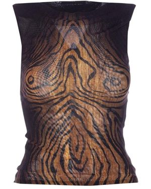 Jean Paul Gaultier Wood Print Top - Blue