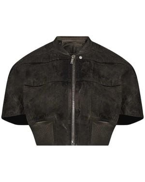 Rick Owens Tatlin Short-Sleeved Cropped Jacket - Black