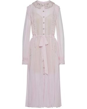 Self-Portrait Pleated Georgette Midi Dress - Pink