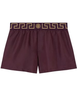 Versace Costume Da Bagno Con Bordo Greca - Viola
