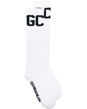 Gcds Intarsia Knit Mid-Calf Socks - White