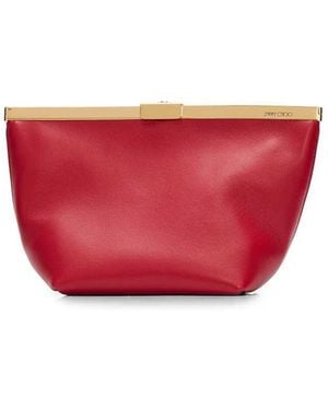 Jimmy Choo Ganache Leather Clutch - Red