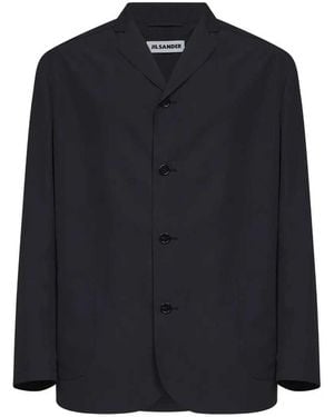 Jil Sander Single-Breasted Boxy Jacket - Blue