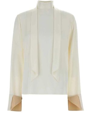 Stella McCartney High-Neck Satin Top With Back Ties - White