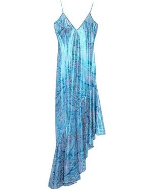 Etro Paisley-Patterned Ruffle Midi Dress - Blue