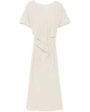 STAUD Amelie Linen Midi Dress Natural - White