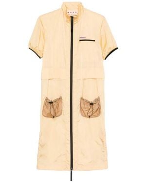 Marni Zip-Front Dress With Drawstring Waist - Natural