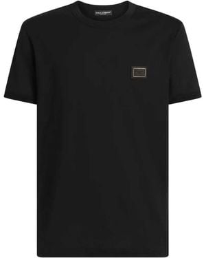 Dolce & Gabbana Dolce & Gabbana Cotton T-Shirt With Logo Plaque - Black