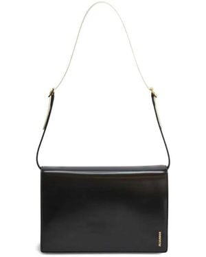 Jil Sander Small File Leather Shoulder Bag - Black