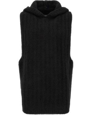 Rick Owens Ribbed Hooded Tank Top - Black