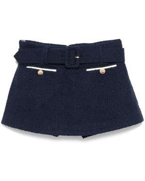 Self-Portrait Bouclé Wool Skort - Blue