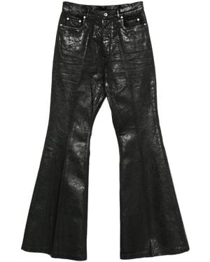 Rick Owens Flared Pants With A Metallic Effect - Black