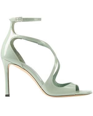 Jimmy Choo Azia 95Mm Square-Toe Sandals - Metallic