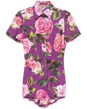 Dolce & Gabbana Tuta A Stampa Floreale - Rosa