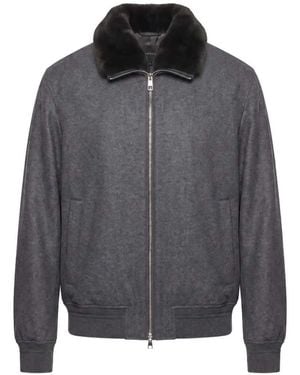 Montecore Faux-Fur Collar Bomber Jacket - Grey