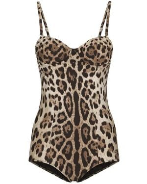 Dolce & Gabbana Leopard Swimsuit - Black