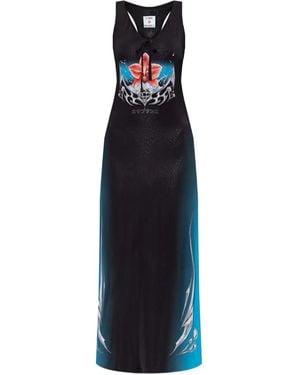 CASABLANCA Sleeveless Fitted Midi Dress - Blue