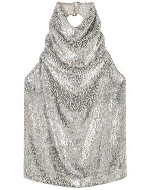 Stella McCartney Metallic Velvet Halterneck Top - Grey