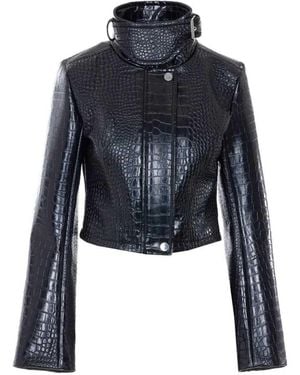 Sportmax Printed Cropped Jacket - Blue