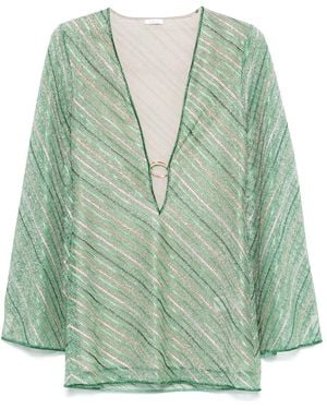 Oséree Shiny Stripes Or Kaftan - Green