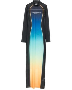 CASABLANCA Mesh Printed Gradient Maxi Dress - Blue