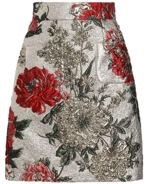 Dolce & Gabbana Dolce & Gabbana Floral Print Skirt - Gray