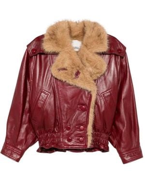 Isabel Marant Valina Glossy Leather Jacket - Red