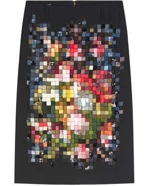 Dries Van Noten Gonna A Matita Con Ricamo - Nero