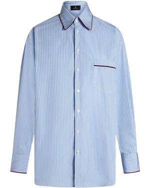 Etro Striped Poplin Shirt For - Blue