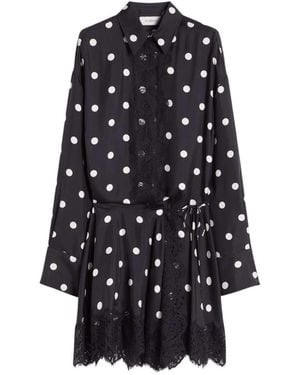 Sportmax Short Dress With Lace - Blue