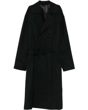 Lardini Double-Breasted Coat With Belt - Black