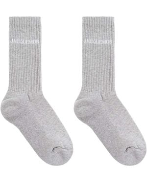 Jacquemus Ribbed Socks With Embroidered Logo - White