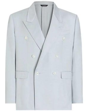Dolce & Gabbana Double-Breasted Viscose Shantung Jacket - Blue