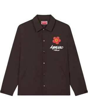 KENZO Shirt Jacket With Floral Details X Futura 2000 - Brown