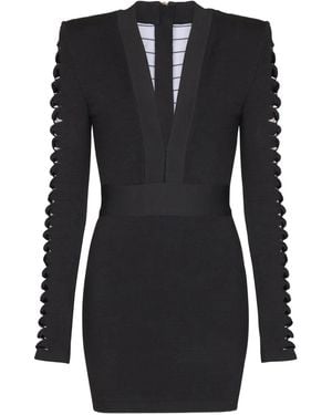 Balmain Short V-Neck Dress - Black